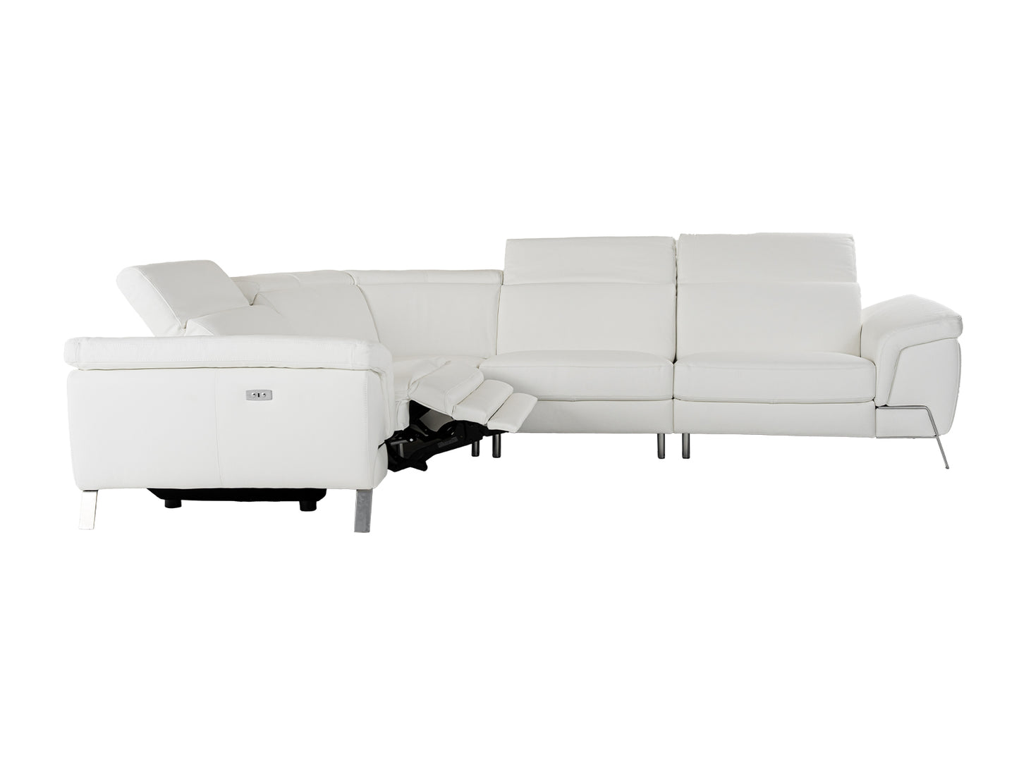 Lamod Italia Mini Wonder - Italian Modern White Leather Sectional Sofa with Recliners