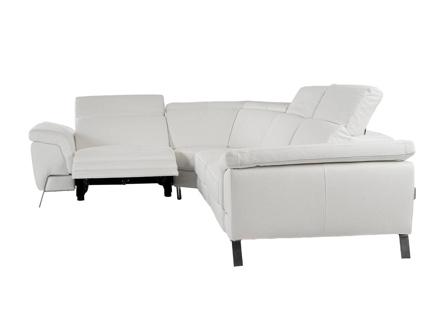 Lamod Italia Mini Wonder - Italian Modern White Leather Sectional Sofa with Recliners