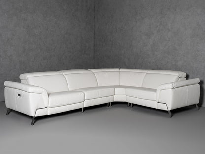 Lamod Italia Mini Wonder - Italian Modern White Leather Sectional Sofa with Recliners