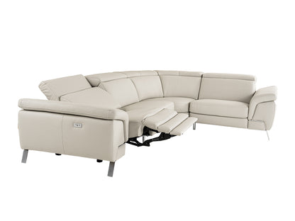 Lamod Italia Mini Wonder - Italian Modern Grey Leather Sectional Sofa with Recliners