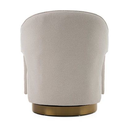 Modrest Worley - Modern Beige Fabric + Gold Swivel Accent Chair