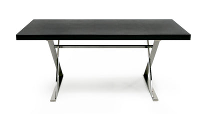 A&X Xavier - Modern Black Crocodile + Stainless Steel Dining Table
