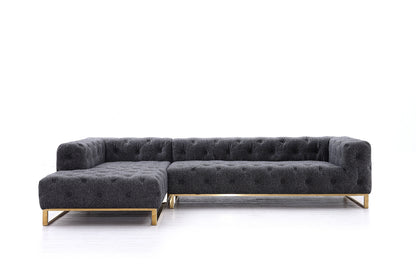 Divani Casa Willa - Modern Grey Fabric Left Facing Sectional Sofa