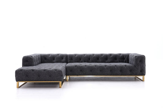 Divani Casa Willa - Modern Grey Fabric Left Facing Sectional Sofa