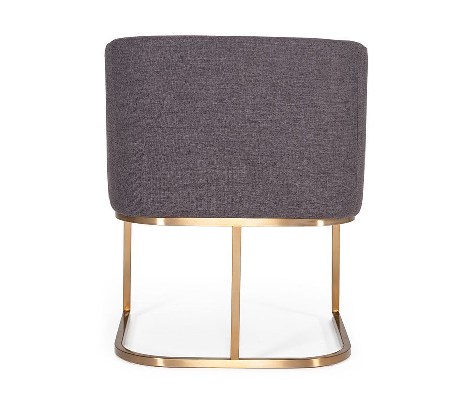 Modrest Yukon Modern Grey Fabric & Antique Brass Dining Chair