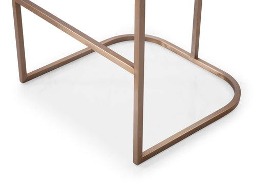 Modrest Yukon - Modern White Fabric & Brushed Bronze Bar Chair