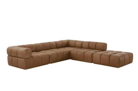 Divani Casa Everest - Modern Brown Leather Modular Corner Sectional Seat